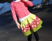 double daisy in lime handmade girls skirt........... the Flora and Fauna Collection ..............from gock's frocks...