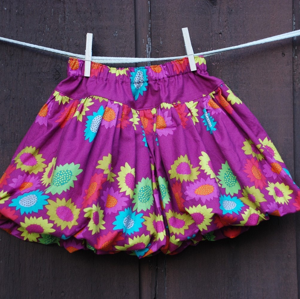 Frances  ......  girls magenta floral bubble skirt ........from gock's frocks SALE size 3 4 5