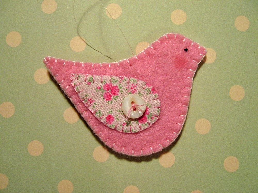 Bird Ornament, Sweetly Pink Bird