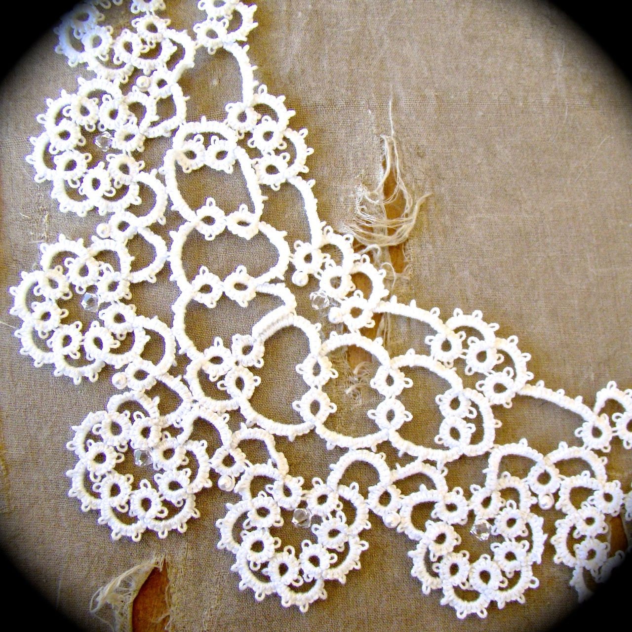 Tatted Lace Collar Necklace - Portrait of an Elegant Bride