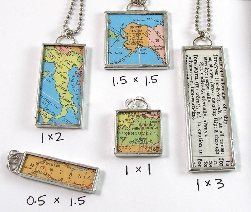 Custom Map Pendant Necklace - Choose a map and size