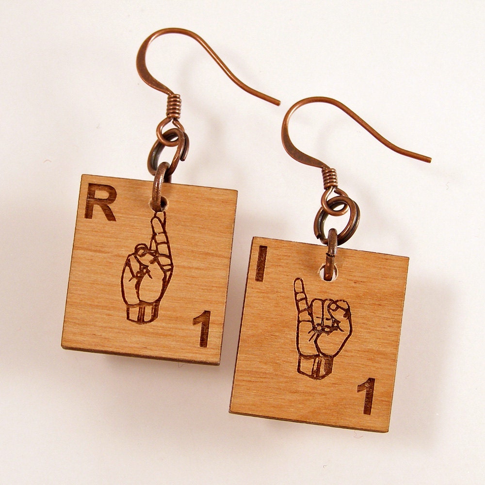 ASL Scrabble Earrings - Choose your letters