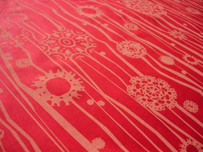 Papercut Blooms Coral on Red