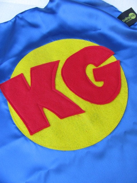 KIds Capes Personalized Custom Superhero Costume Kid Cape w/  2 letters Customizable