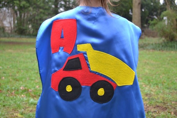 Childrens Capes Custom DumpTruck superhero Kid Cape w/ intial Il_570xn