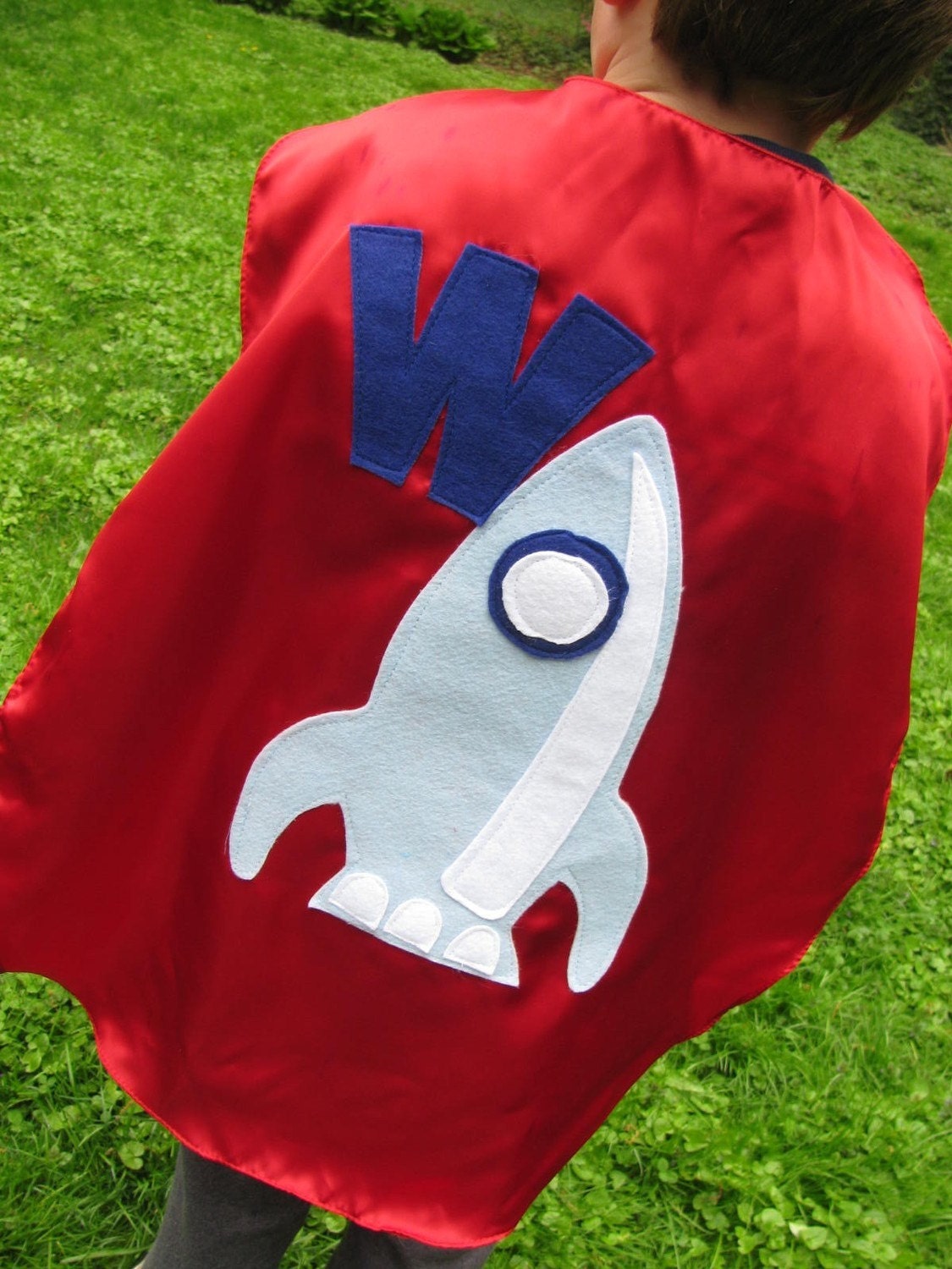 Childrens Capes Custom Spaceship superhero Kid Cape w/ intial