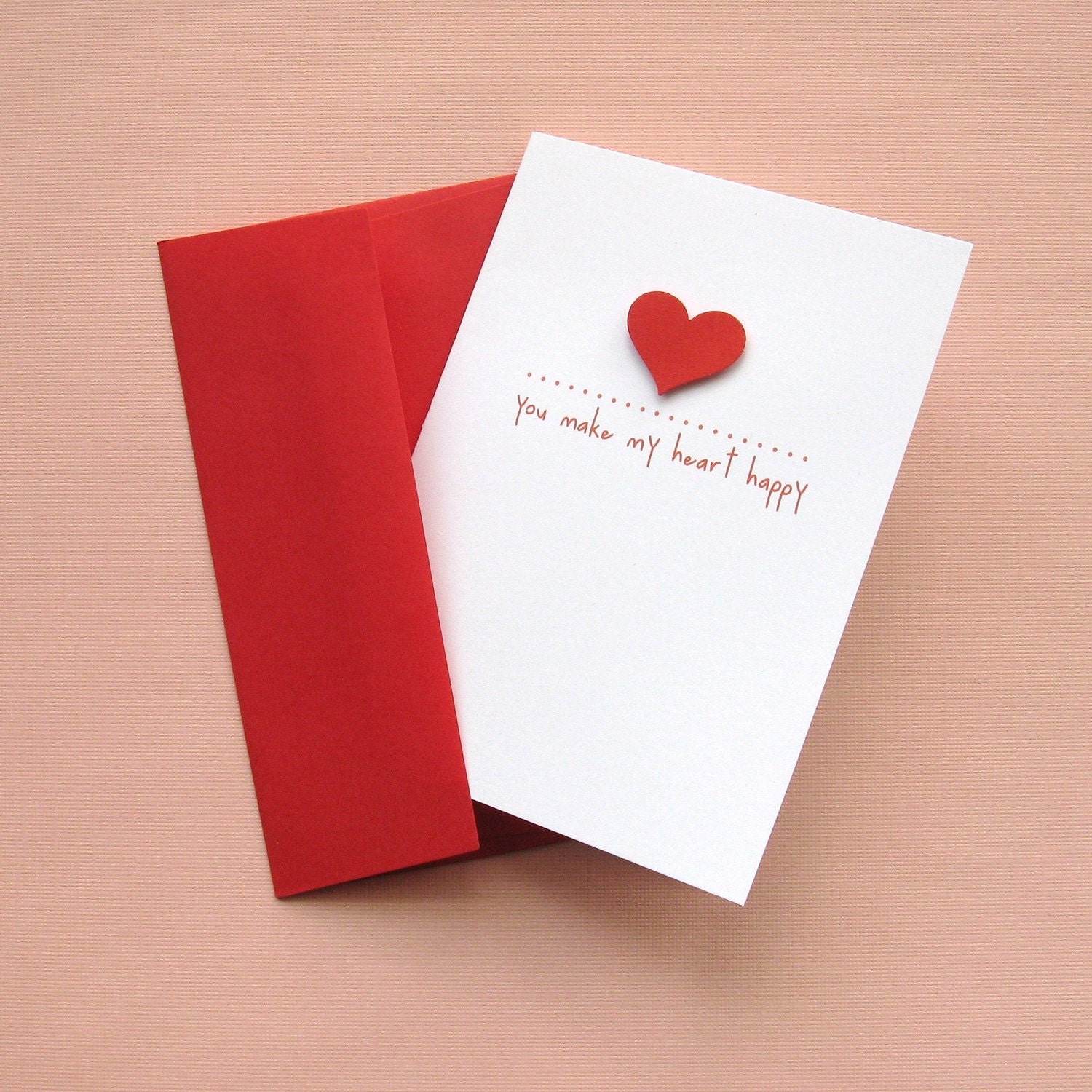 Love Card - You Make My Heart Happy - Lined with Linen Paper