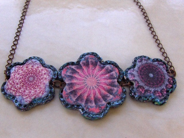 Polymer Clay Tutorial Magic Transfer Paper and Jones Tones Flower Floral Necklace Polymer Clay Instructional Video