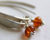 Hammered Wire Earrings with Maderia Citrine - Everyday Jewelry, Birthday, Anniversary & Mother's Day Gifts