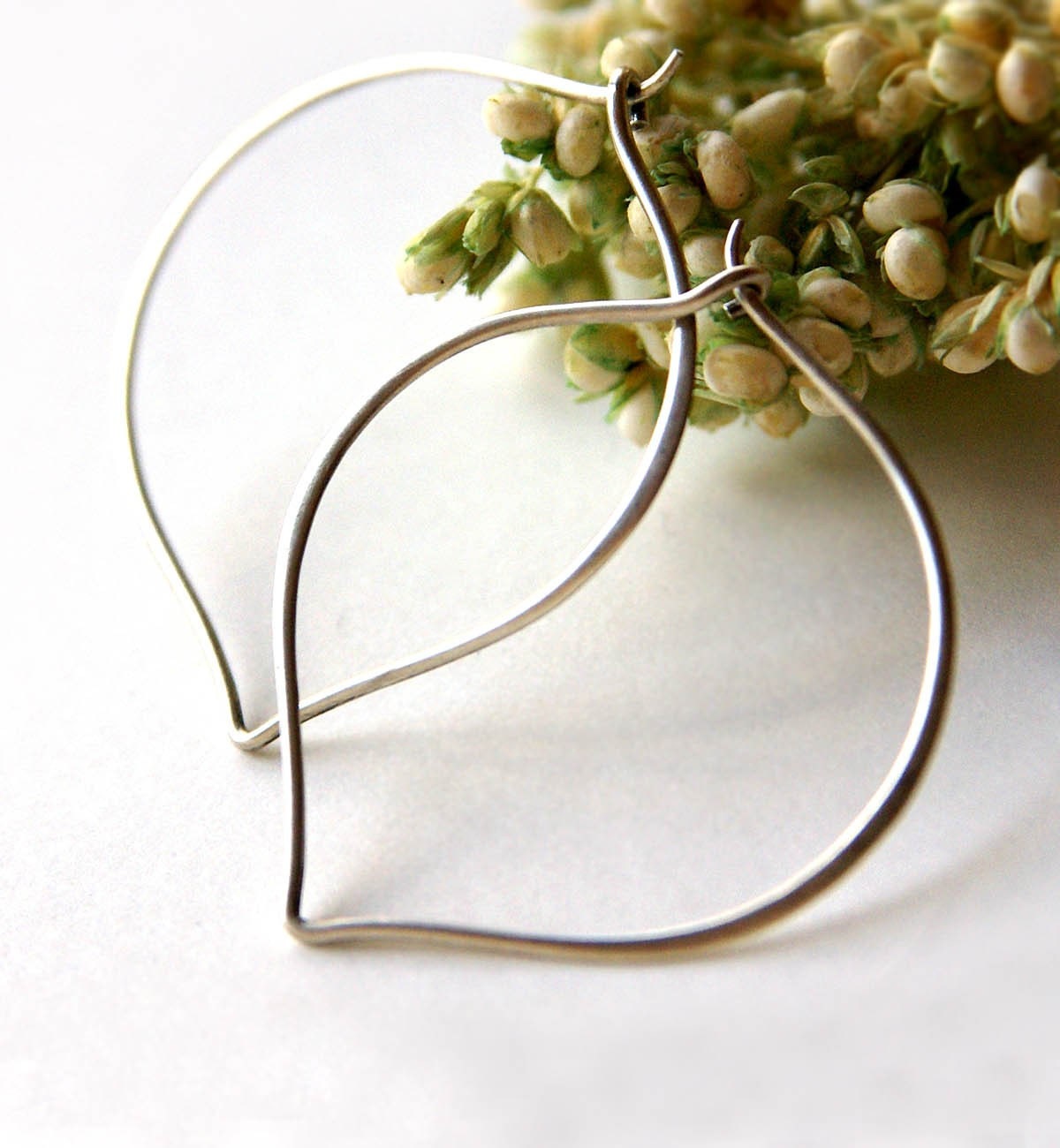 Large Lotus Petal Earrings - Simple Everyday Jewelry, Hoop Earrings, Birthday & Sweet 16 Gifts