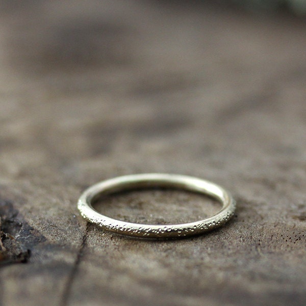 14k gold ring, stardust textured band, eco friendly