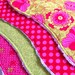Baby Bibs for Baby Girl  - Set of 4 Chenille Bibs  -  Pink and Lime Green  Floral, Dots & Damask