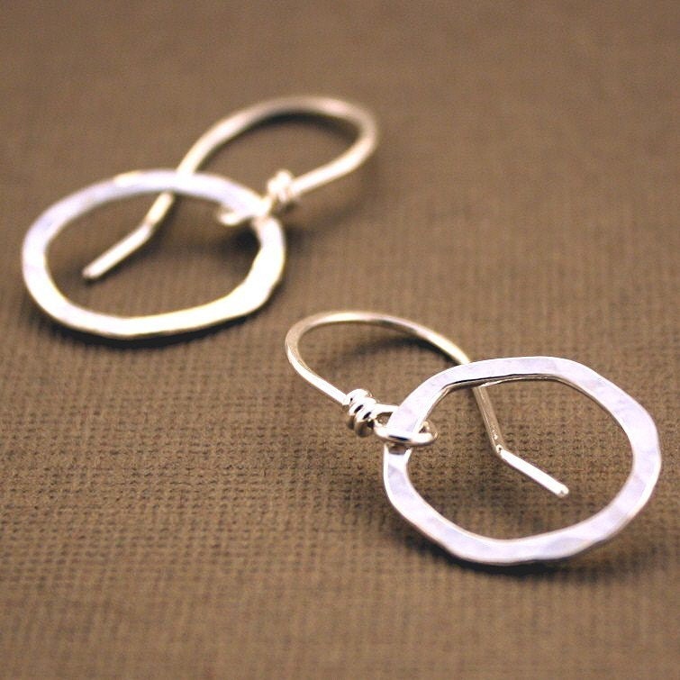 Small Hoop Earrings Disheveled sterling silver dangle