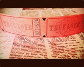 12 Red and Black Stamped Carnival TRUE LOVE Tickets