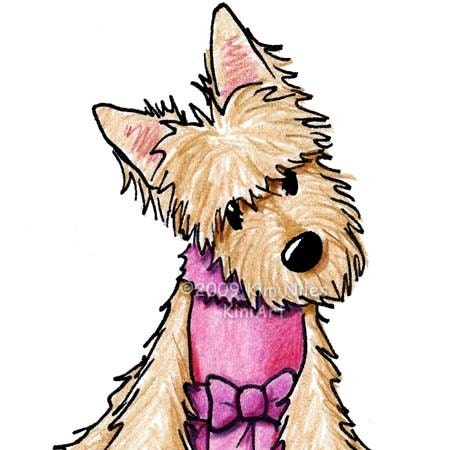 SCOTTIE Dog Girl ORIGINAL Art Drawing Aceo