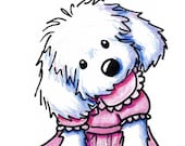 Matted Original Art MALTESE Dog ACEO Illustration