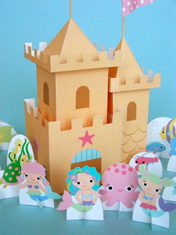 Mermaid Sandcastle Playset Printable Paper Craft PDF