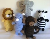 Amigurumi Patterns Crochet Safari Animals Pattern Set Digital Download