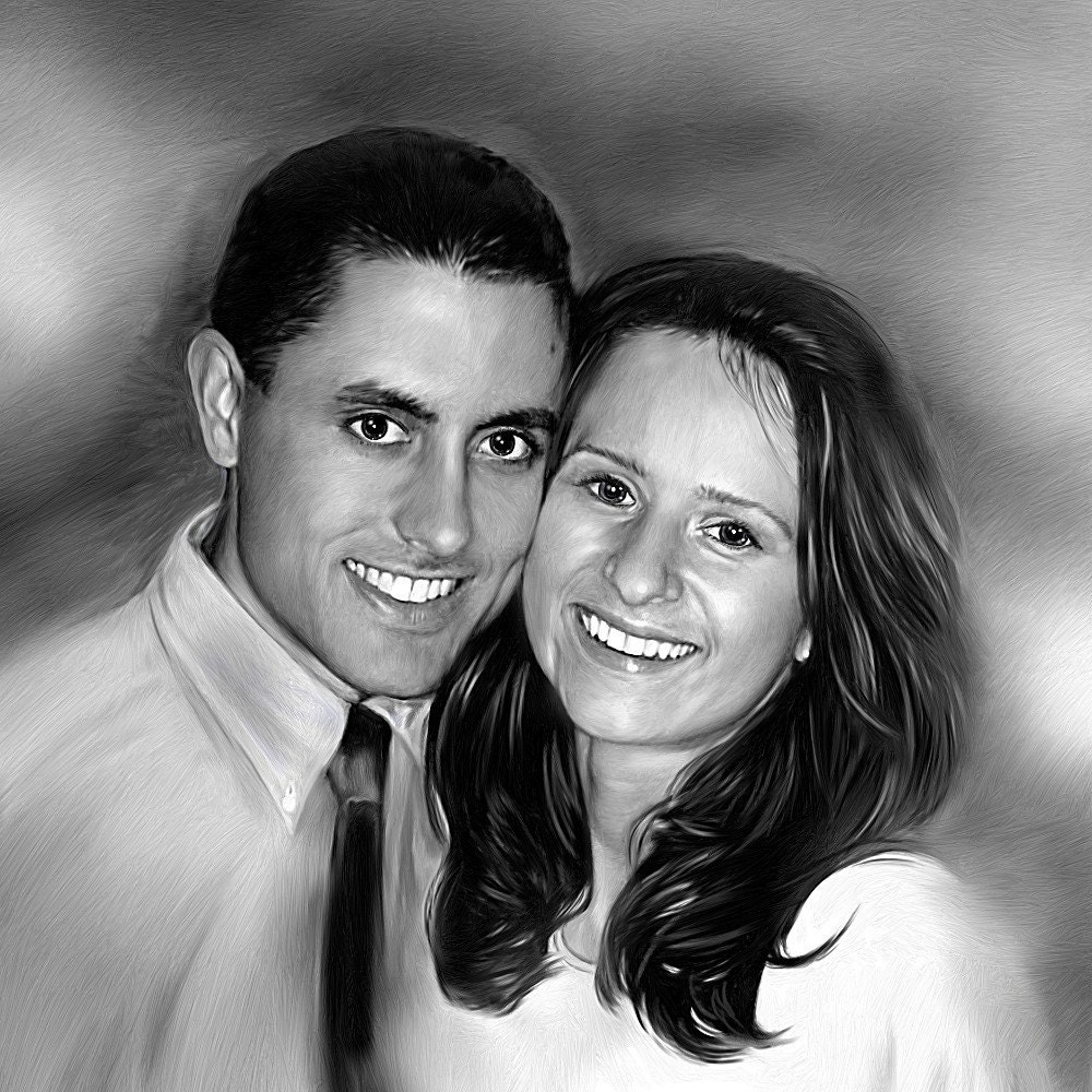 Custom Portrait Painting Couple on canvas Art from your photo engagement anniversary valentine wedding gift realistic lifelike 16 x 20