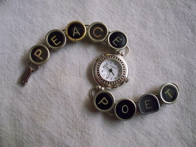 Jewelry Made with TYPEWRITER Keys WATCH CUSTOM Design Vintage Initials Name You Choose