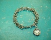 TYPEWRITER KEY BRACELET NEW DESIGN 1 KEY CHARM STYLE SILVER MULTI RING BRACELET UNIQUE