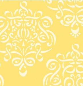 RIBBON DAMASK /  Yellow / Taza by Dena Designs-1 Yard Cotton Quilt Fashion Fabric