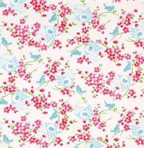 Sugar Hill by Tanya Whelan  / Birdy in White /1 Yard  Cotton Quilt Fabric
