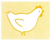 Chicken Notecards Set of Three Gocco Printed Cards - bubbledog Chicken Notecards Set of Three Gocco Printed Cards - bubbledog