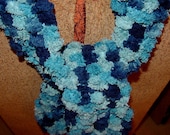 Hand Knit Scarf FADED JEANS Pomp a Doodle Yarn Lovely 5 Shades of Blues PLUSH Free Shipping