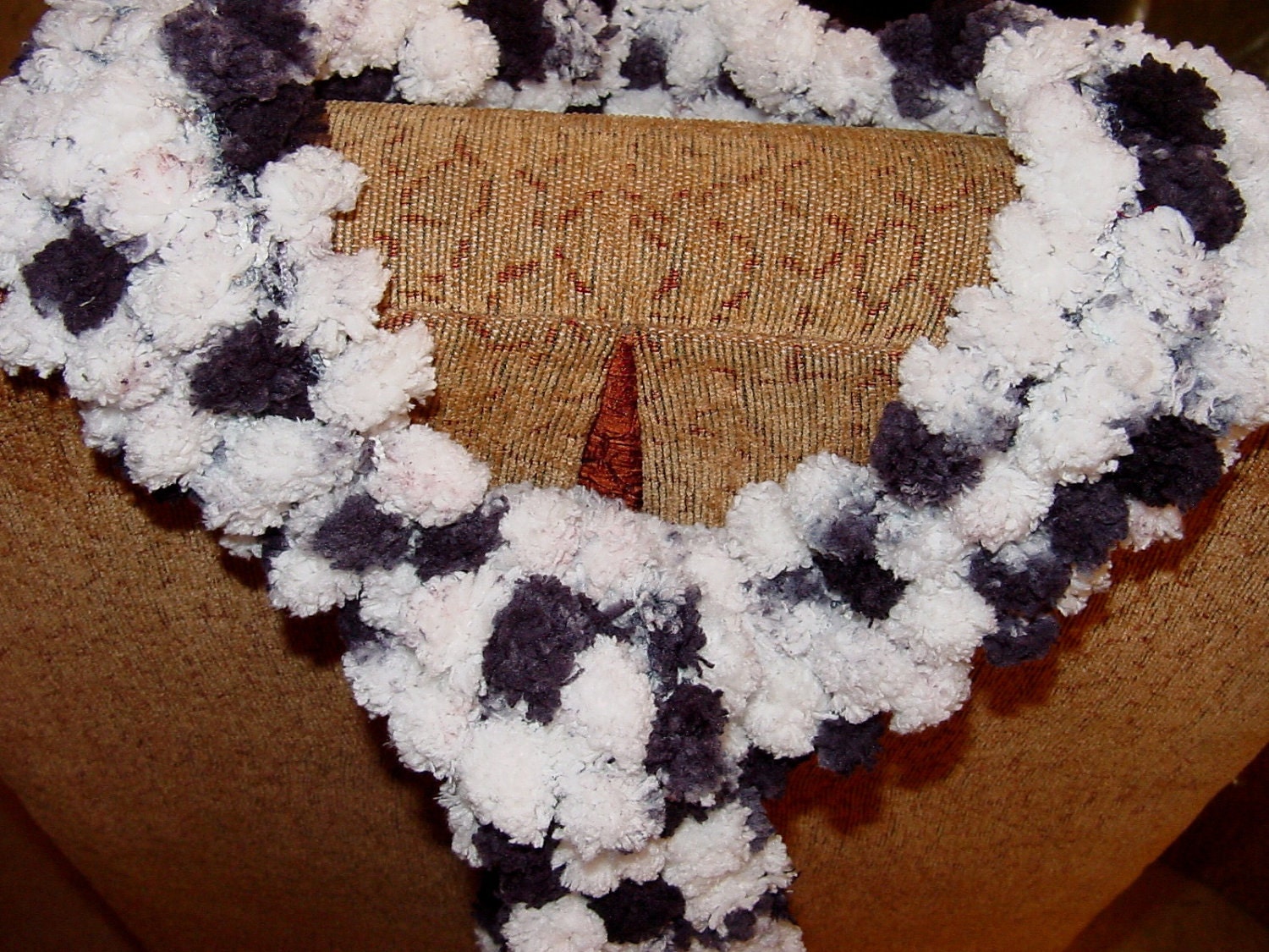 Hand Knit Scarf NIGHT & DAY Pomp a Doodle Yarn White Black White Gray 66" Long Free Shipping