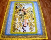 Handmade Juvenile Youth Child Baby Quilt Yellow Flower Fairies Ruffles Flannel
