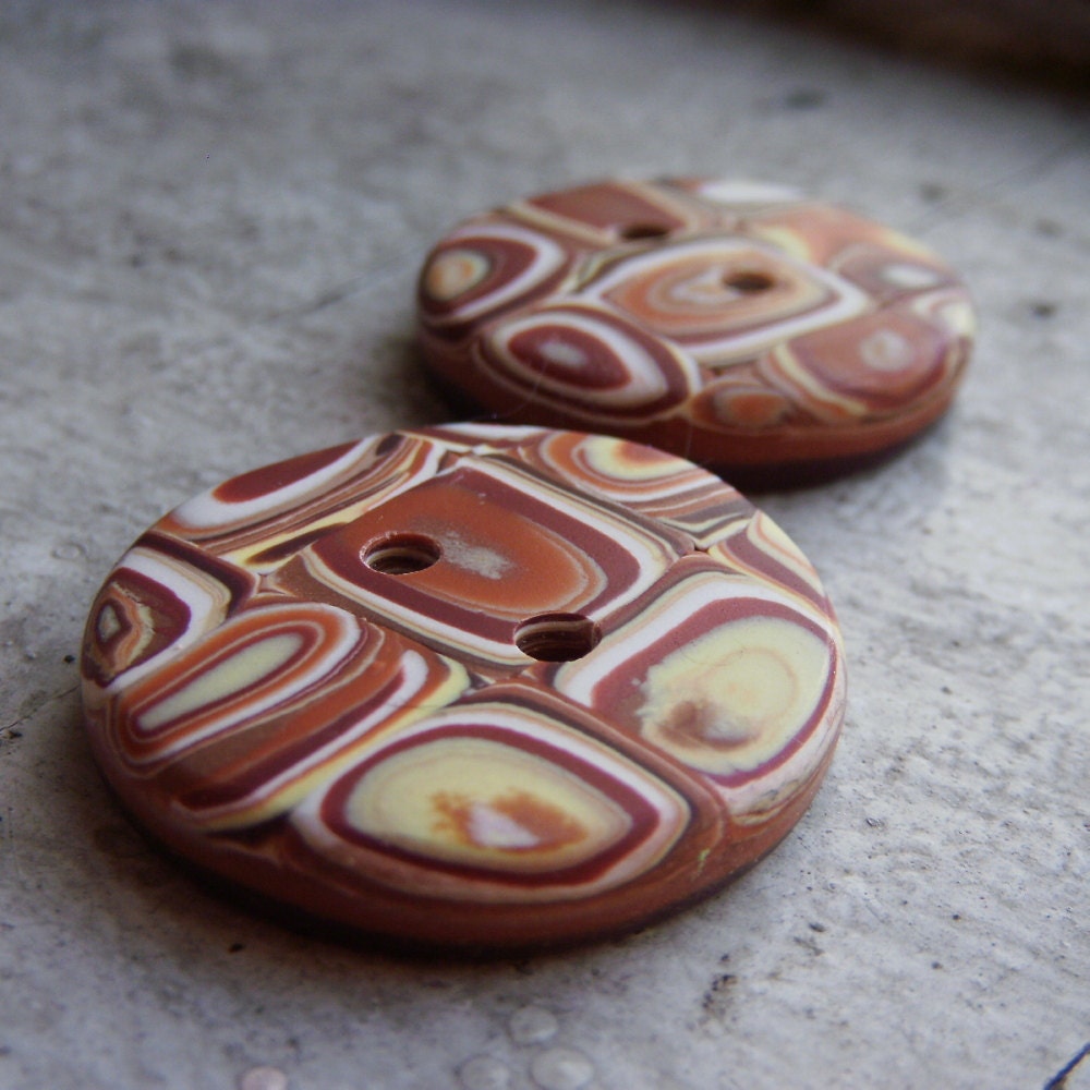 Brown Agate .. Polymer Clay Buttons