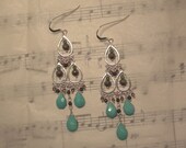 Jemima - Turquoise, pyrite, jade, hematite, and smoky quartz earrings