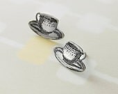 Teacup and saucer post earrings