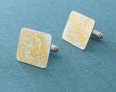 Vintage engraving etched and gilded cufflinks