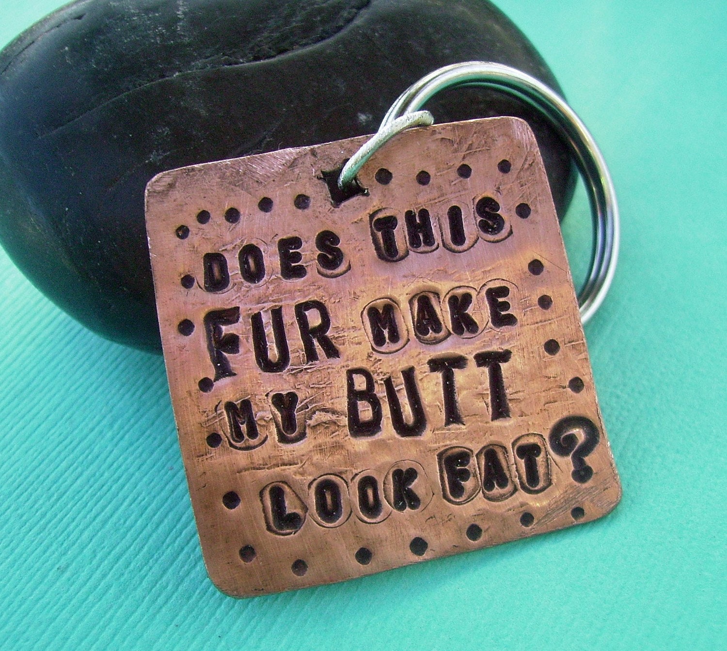 Whimsical Pet Id Tag - hand stamped antiqued copper and sterling silver - for your furry friend