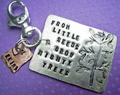 Little Seeds Key Chain  - Hand Stamped Rustic Antiqued Silver - custom personalized