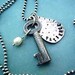 Patience is KEY - Hand Stamped Sterling Silver and Vintage Antique Skeleton Key Charm Necklace - KEY SERIES personalized