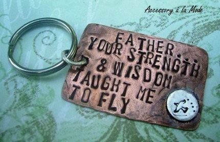 FATHER You Taught ME Hand Stamped Rustic Antiqued Copper - Key Chain - can be custom personalized
