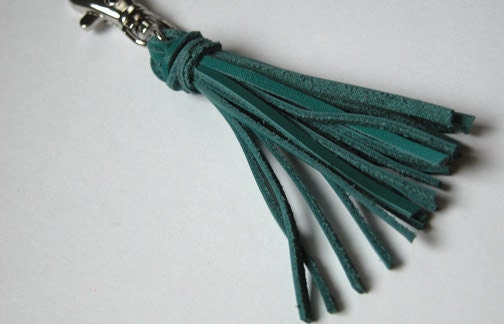 Teal Leather Tassel w/ Clip