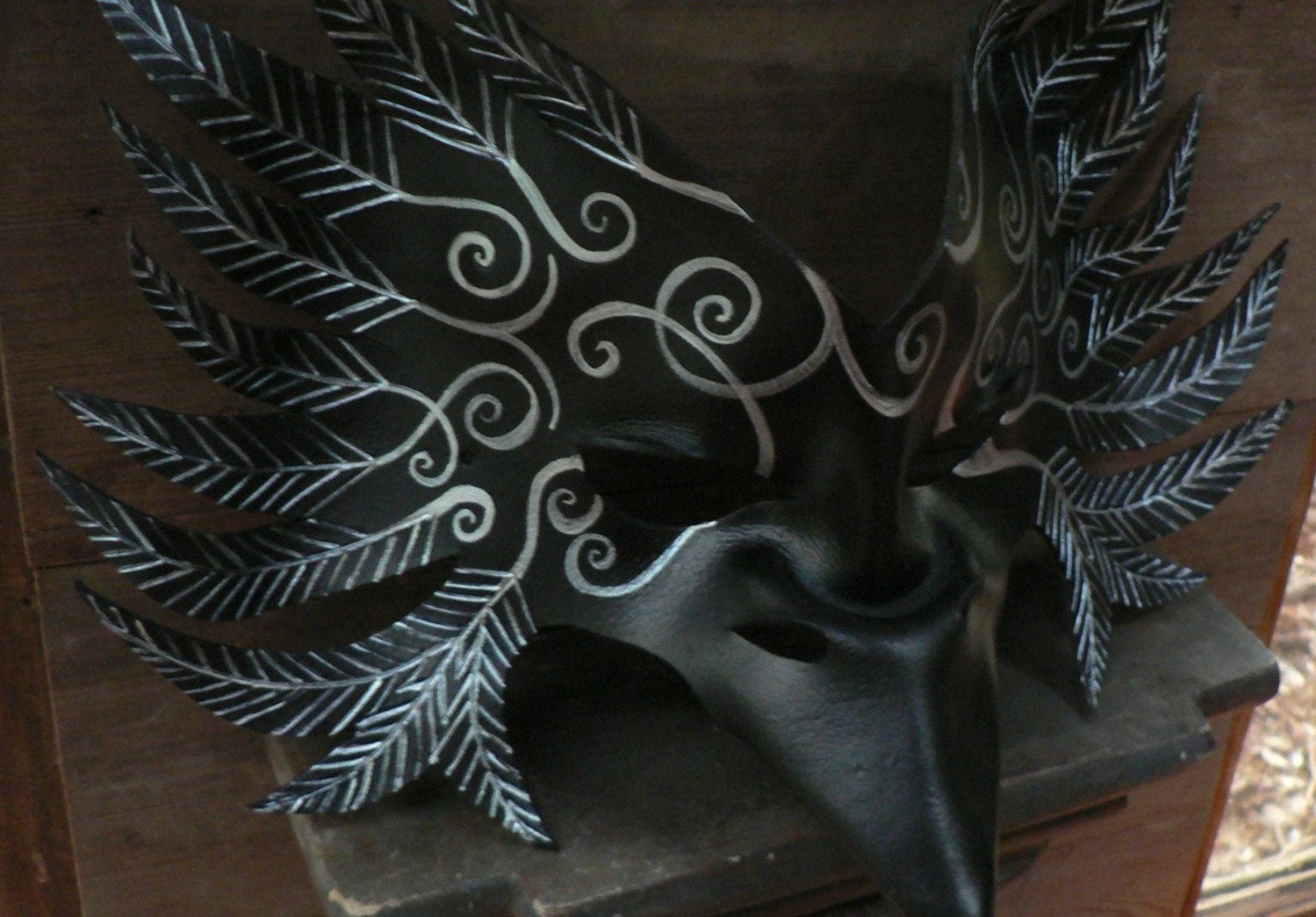 RAVEN Mask,  Black tribal Crow leather mask by faerywhere