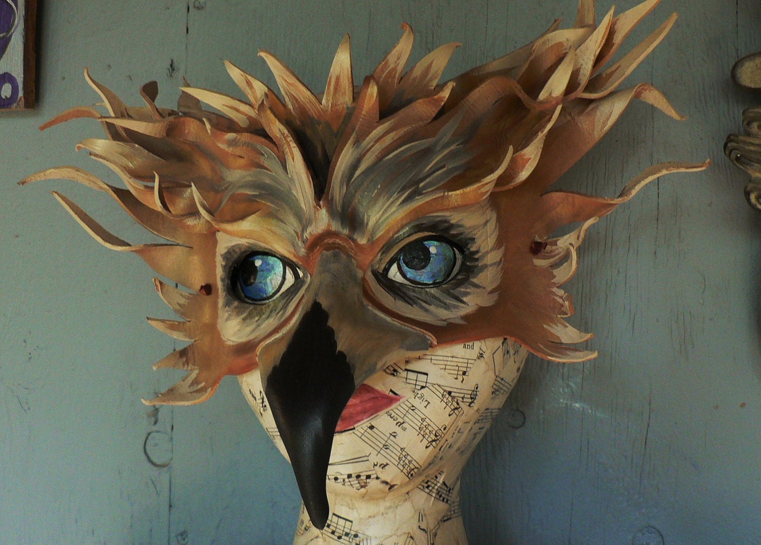 OWL, leather mask with a touch of fairy fantasy