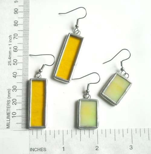 Yellow Stained Glass Earrings 2 Pair