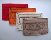 New...4 Embroidered Cassette Appliques