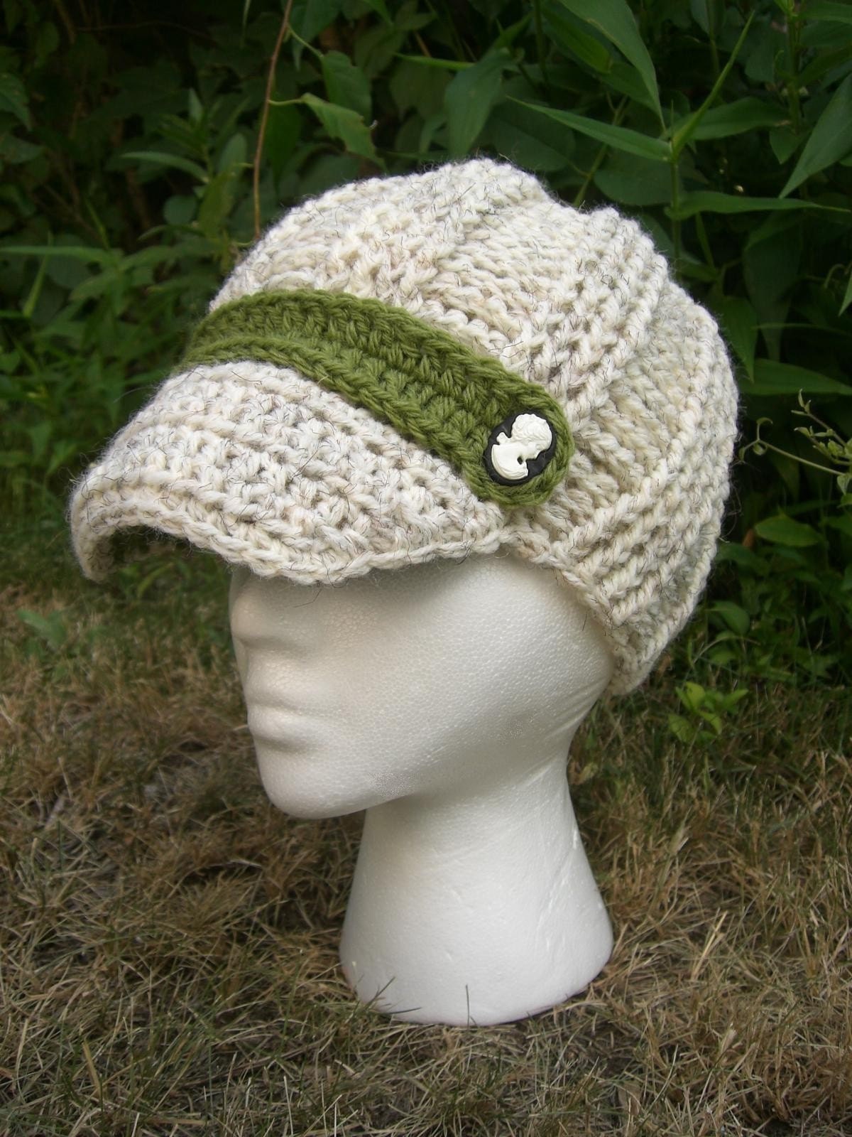 Women's Hat - Winter Accessories - Hats - Crochet Hat - Cable Knit Hat - Hand Crocheted Hat - Newsboy Hat