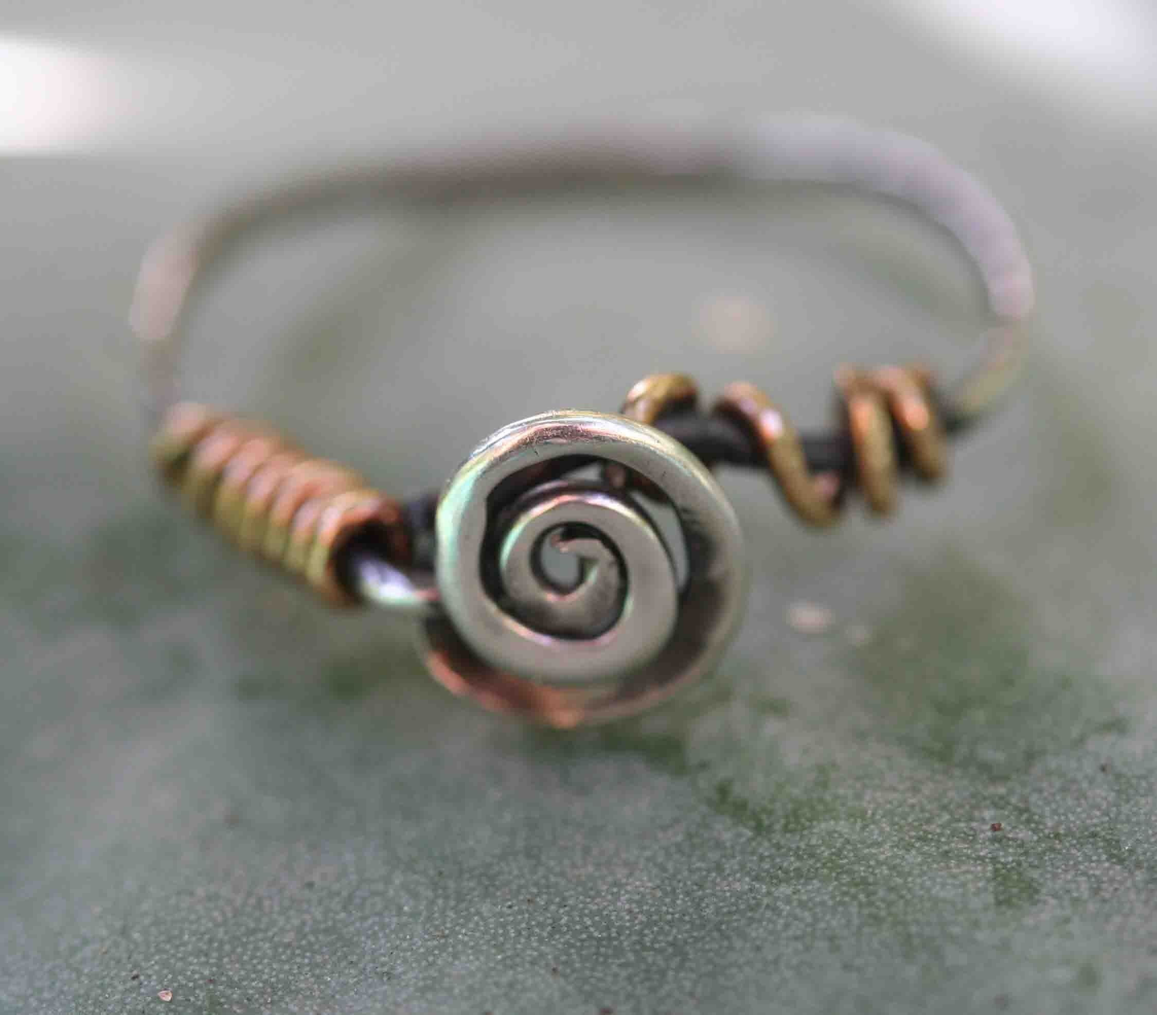 Sterling Plus Golden Spiral Ring
