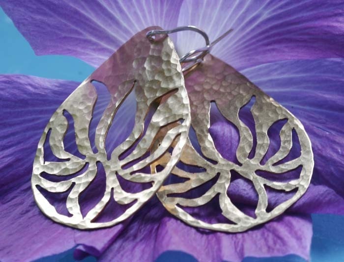 Brass Enlightened Lotus Blossom Earrings