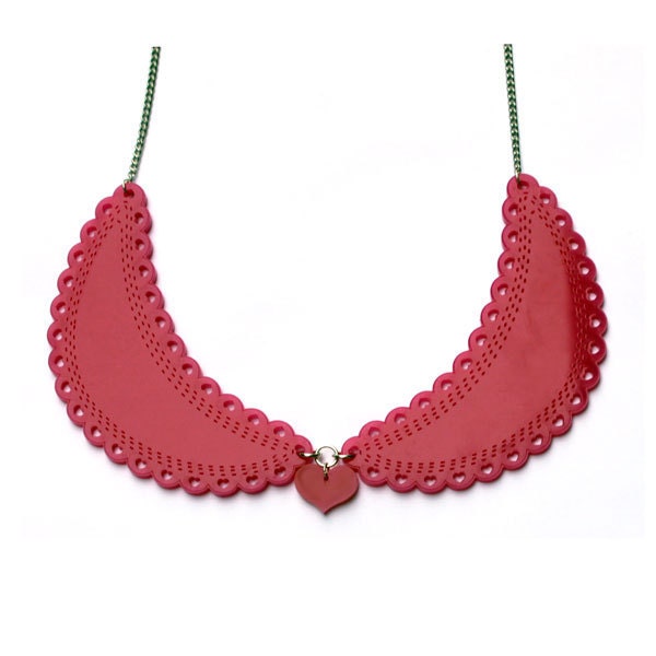 Collar necklace Pink - Peter Pan Lolita  - kitsch jewelry -  laser cut Acrylic