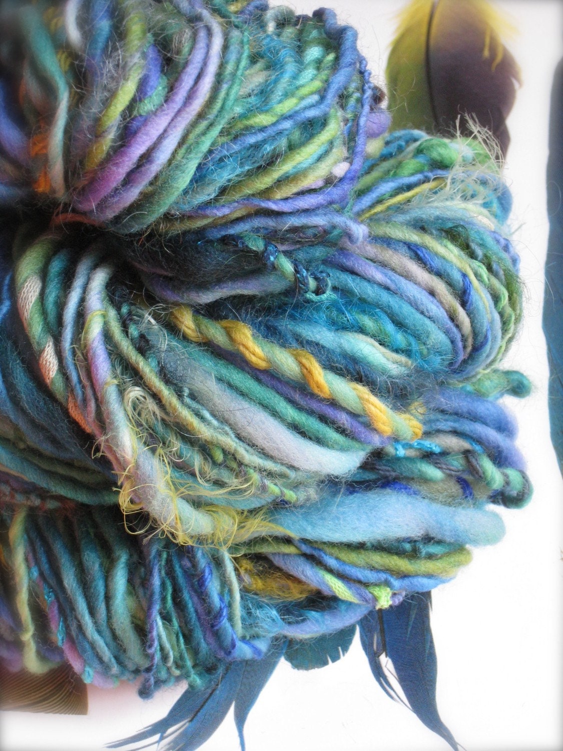 gypsy in parrot : handspun handpainted art yarn merino wool / hand painted hand dyed hand spun