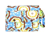 Wallet Wristlet - Chocolate &  Blue Floral Dorothy Wristlet Wallet